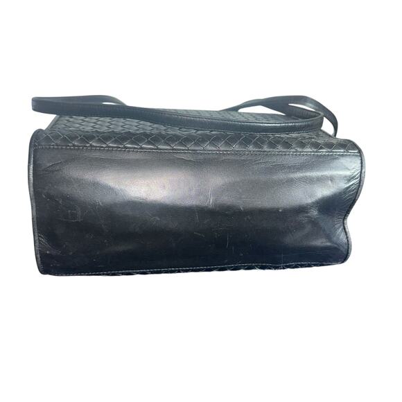 Enzo Angiolini Black Woven Leather Tote Shoulder Bag Genuine Leather Handbag - Picture 3 of 11